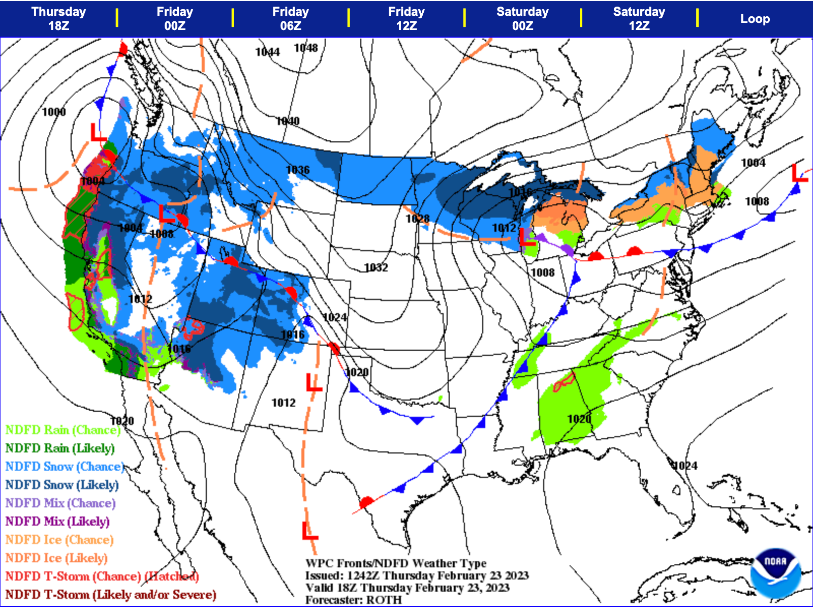 The weather forecast on Thursday in the US