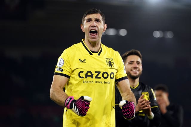 Aston Villa boss Unai Emery has challenged goalkeeper Emi Martinez, pictured, to bring his experience to bear (Andrew Matthews/PA)
