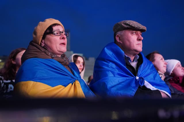 <p>Vigil held in London to mark one year since the beginning of Russia-Ukraine war </p>