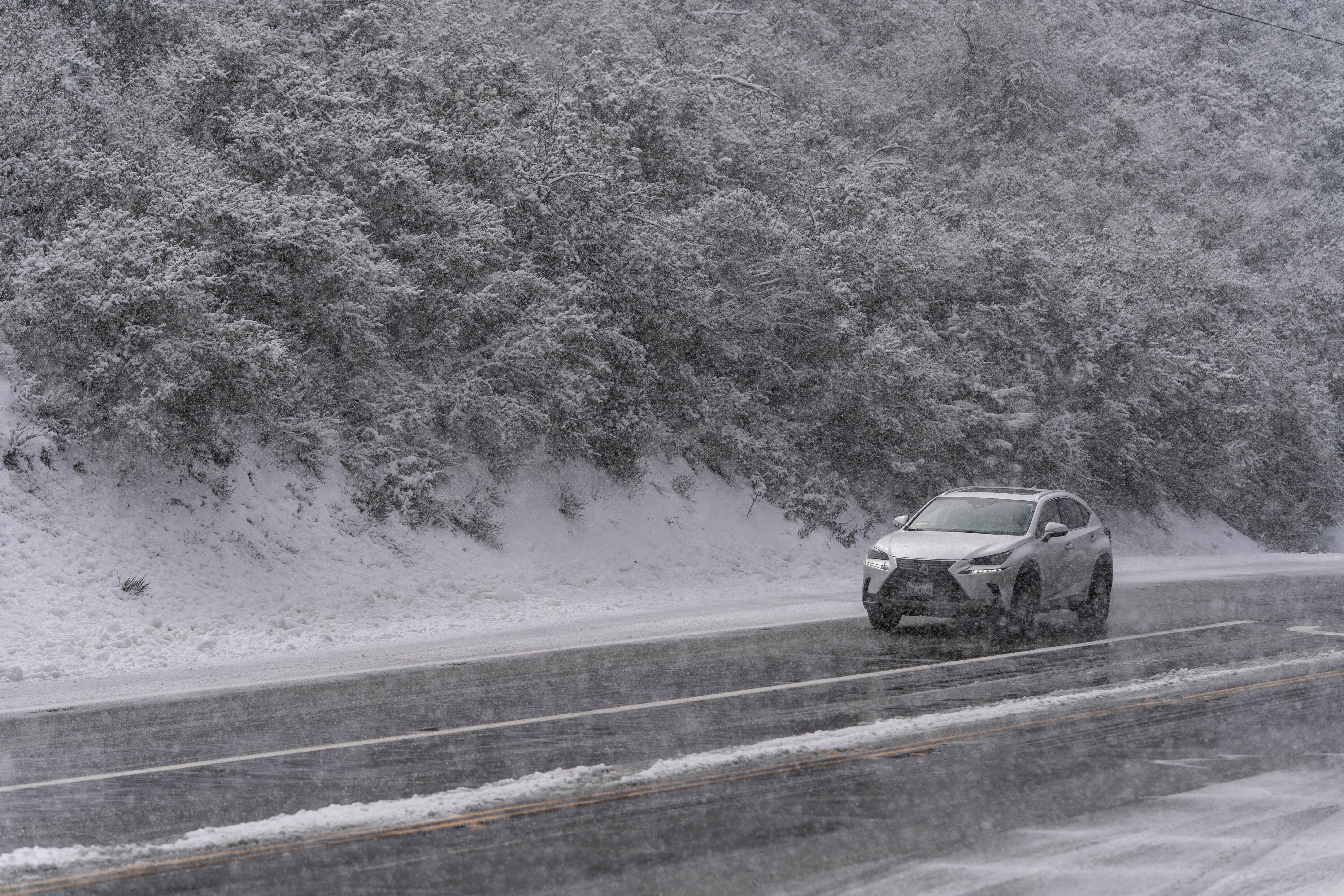 A driver on the road in Angeles National Forest