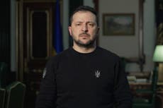 Zelensky says Ukrainians ‘invincible’ as he pushes for victory on war anniversary