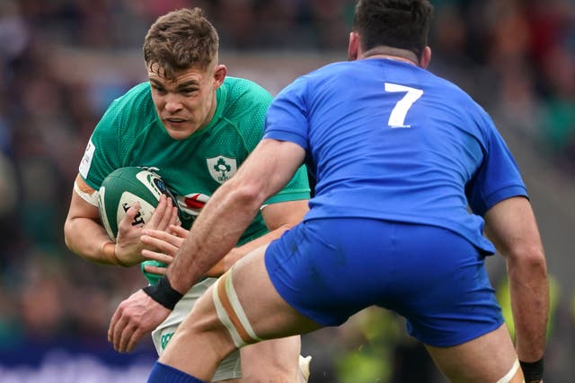Ireland’s Garry Ringrose, left, will have to wait for his 50th cap (Brian Lawless/PA)