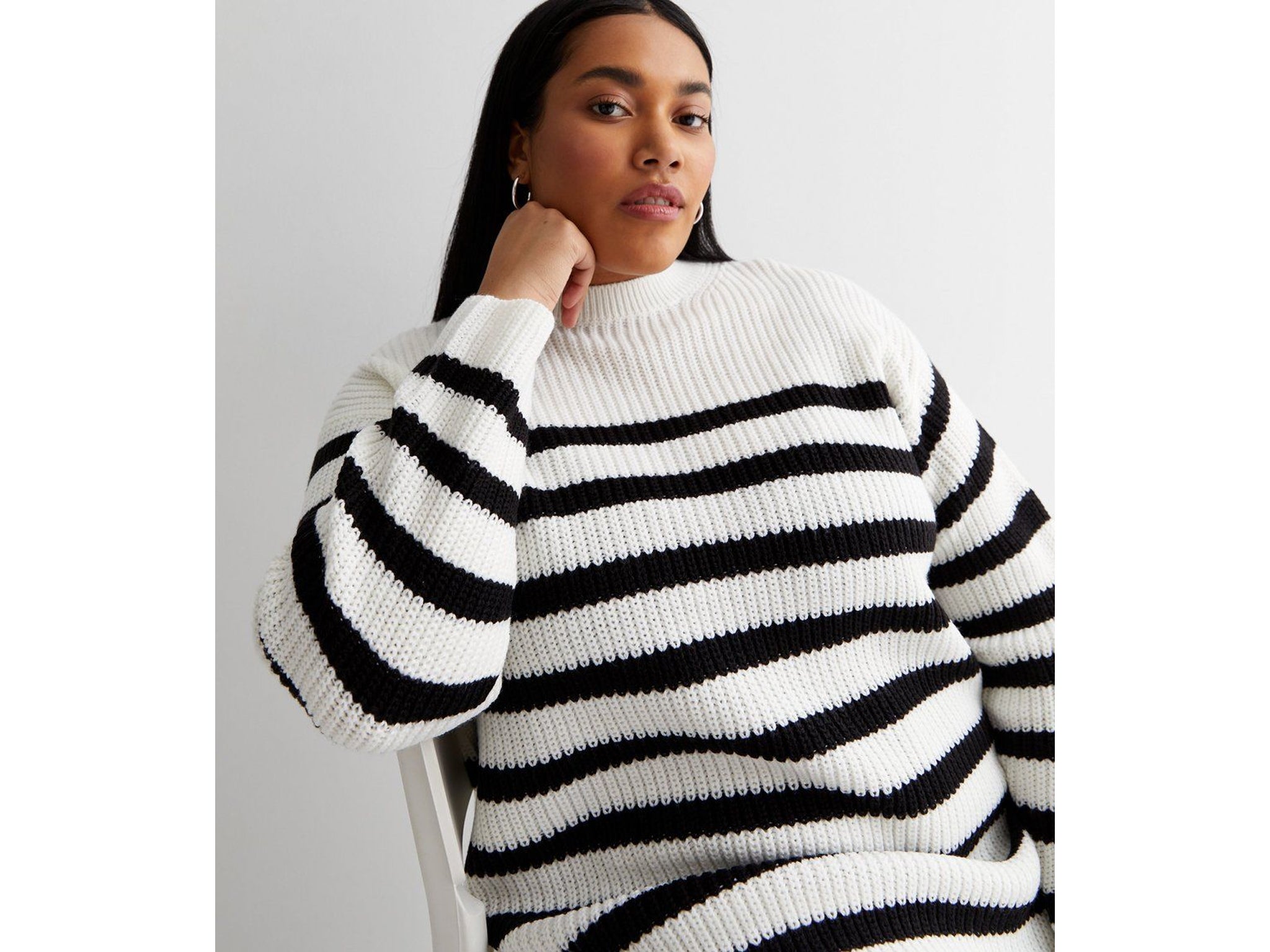 Petite Wide Sleeve Striped Sweater