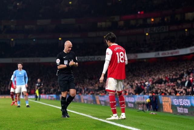 Arsenal and Manchester City have both been fined after their players surrounded referee Anthony Taylor at different times during their game (Adam Davy/PA)