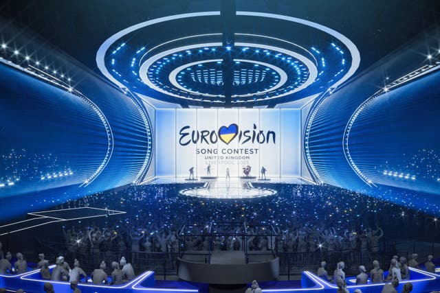 This year’s Eurovision Song Contest will take place at the M&S Bank Arena Liverpool in May (BBC/Eurovision/PA)