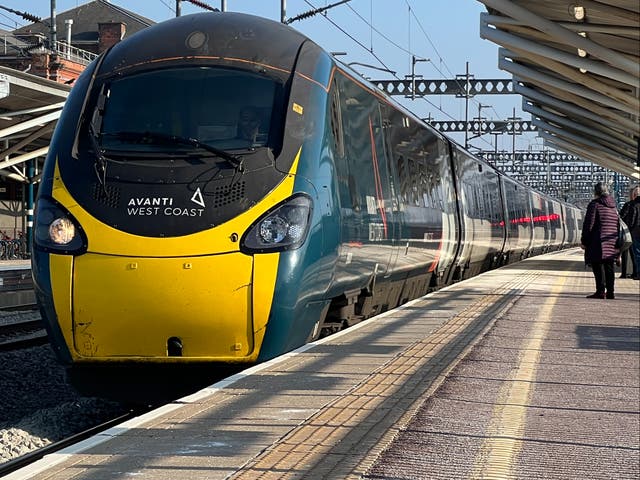 <p>Arriving soon? Avanti West Coast train at Rugby station on the West Coast main line</p>