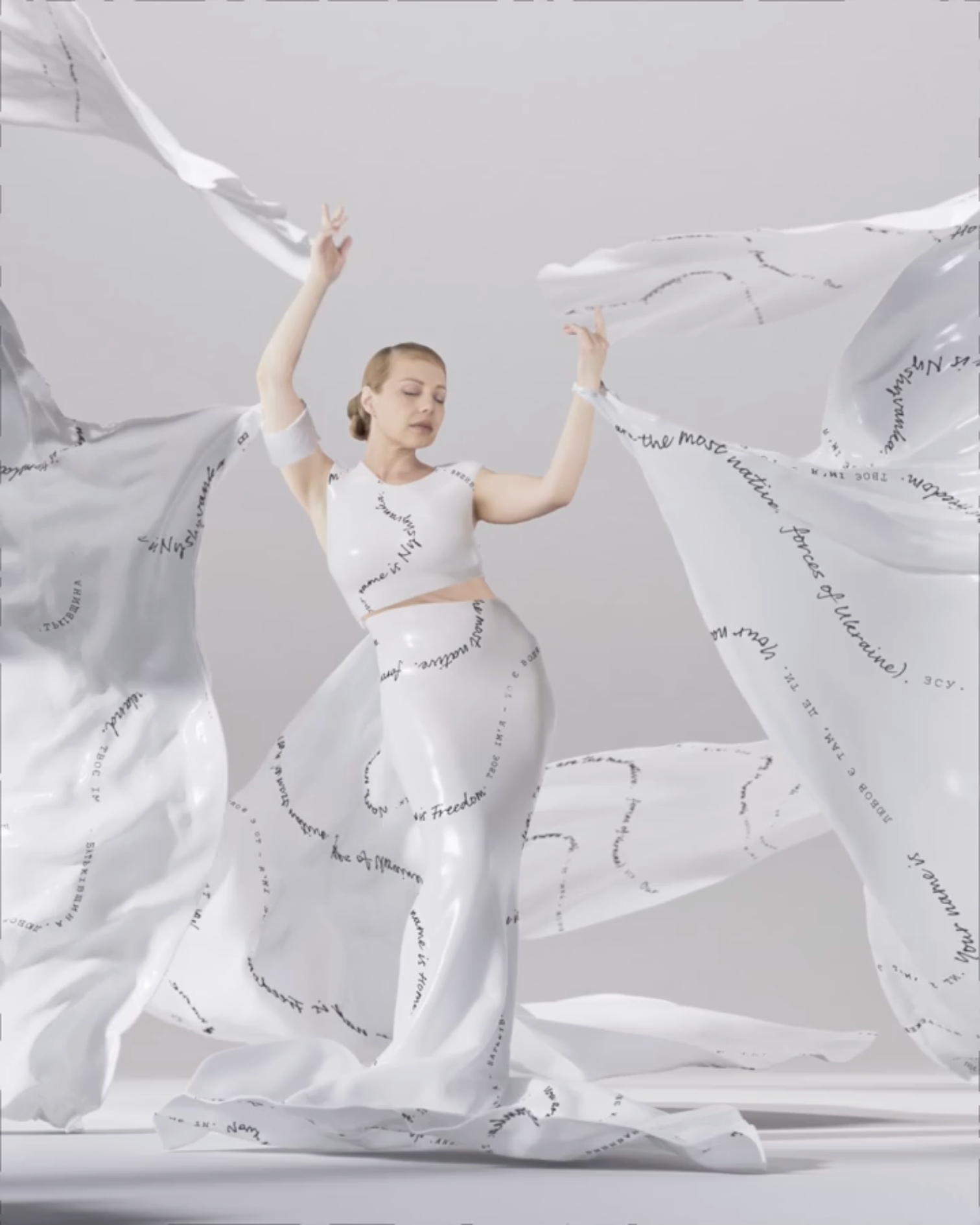 <p>Ukrainian designer and British artists create ‘love letter’ dress to mark anniversary of Russian invasion</p>