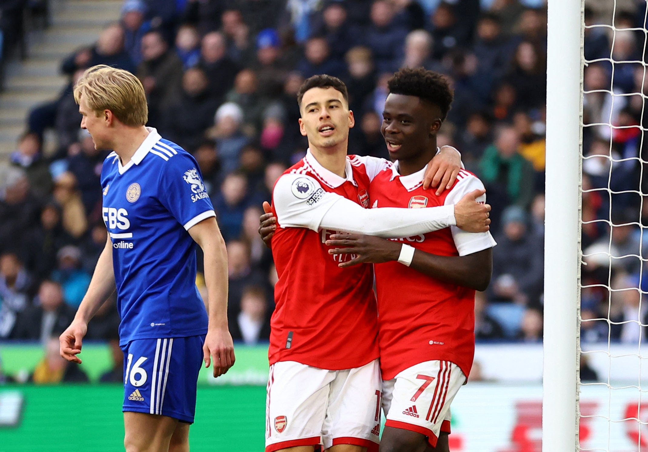 Gabriel Martinelli scored the crucial goal at the King Power Stadium