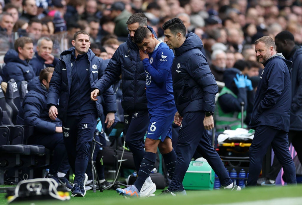 Centre-back Silva went off injured to add to Chelsea’s problems