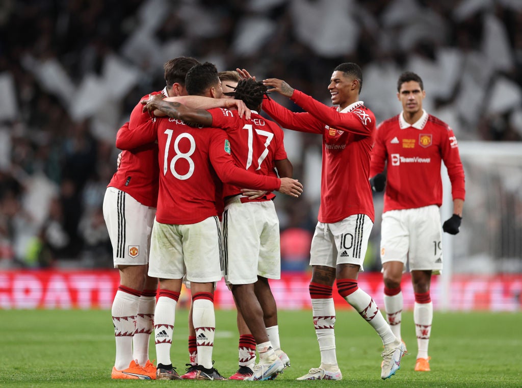 Manchester United celebrate a first domestic trophy in six years