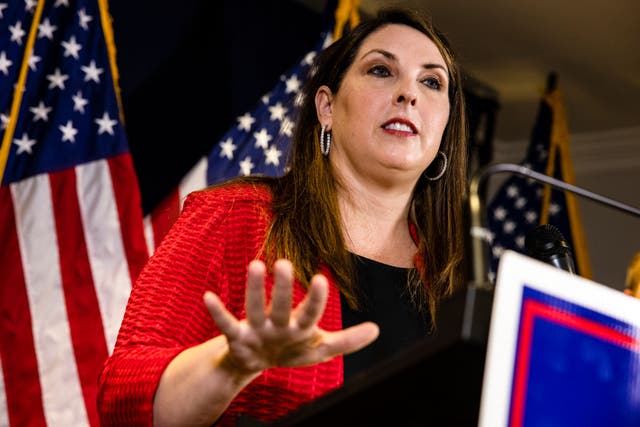 <p>GOP chairwoman Ronna Romney McDaniel at a campaign event</p>