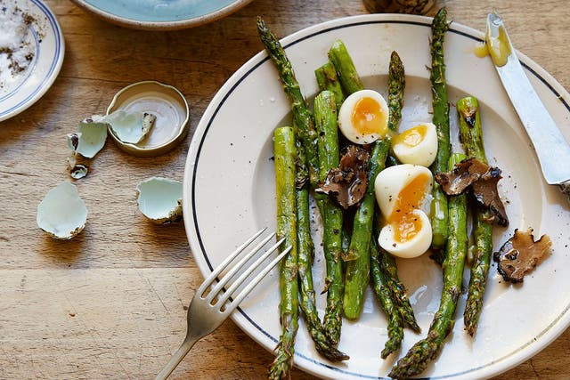 <p>Spring on a plate: asparagus, quail’s eggs and early season truffle </p>