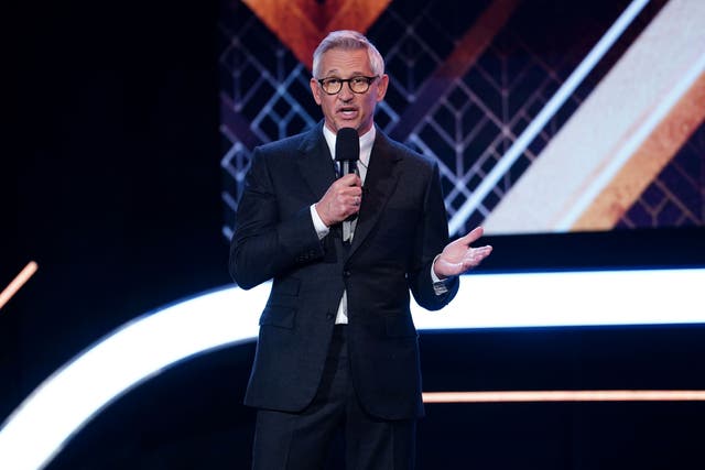 Gary Lineker during the BBC Sports Personality of the Year Awards 2022 (David Davies/PA)