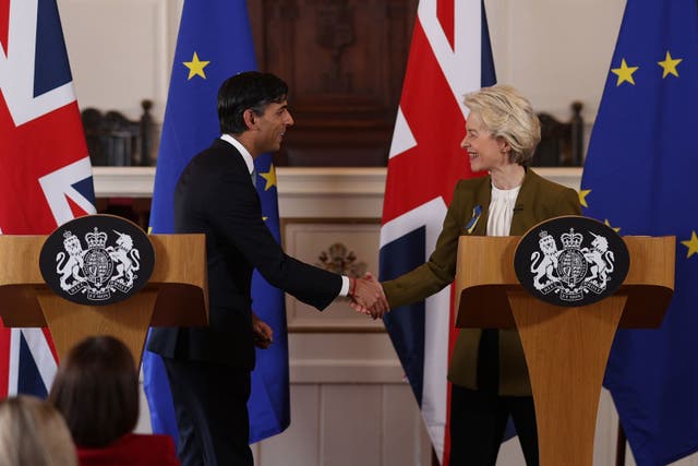 Prime Minister Rishi Sunak and European Commission president Ursula von der Leyen during a press conference at the Guildhall in Windsor (Dan Kitwood/PA).
