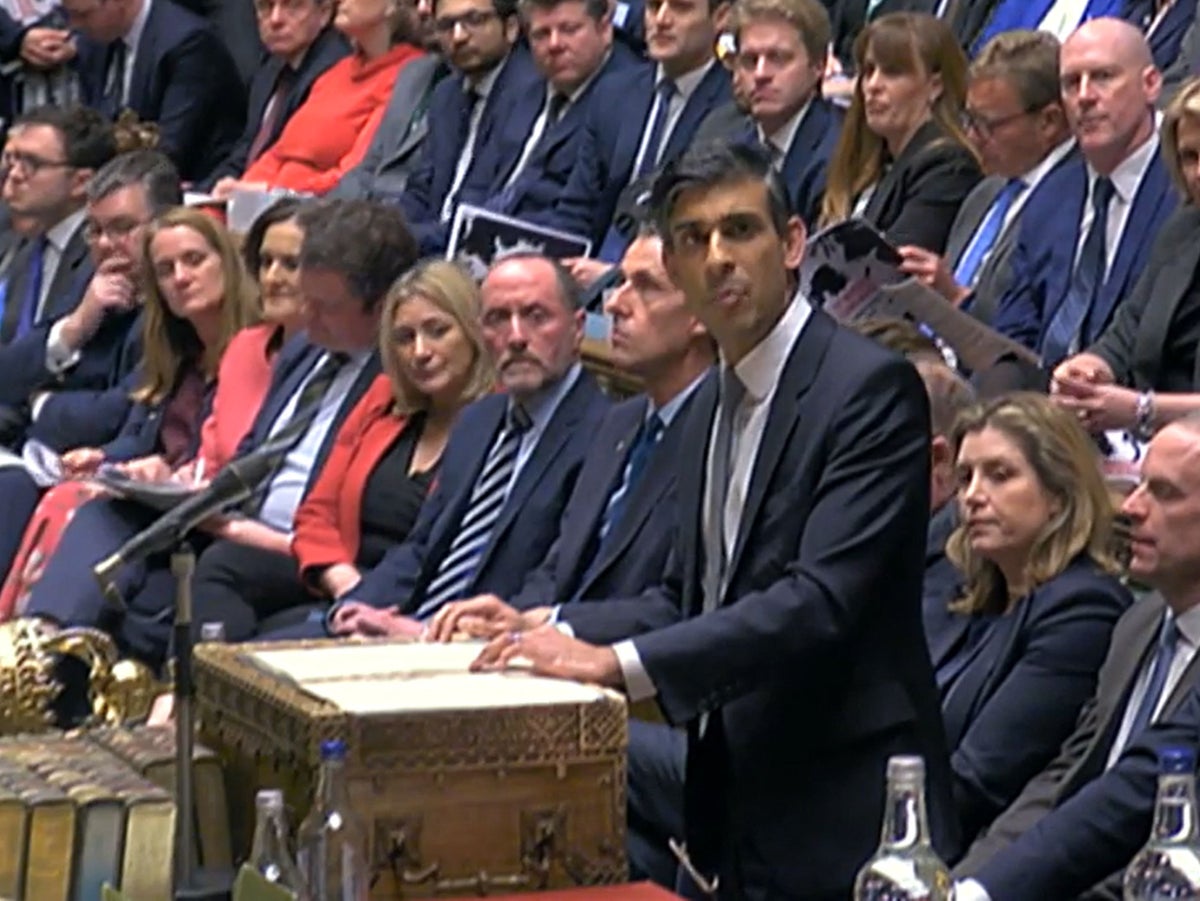 Laughter erupts in Commons as Sunak thanks predecessors for ‘laying groundwork’ for EU deal