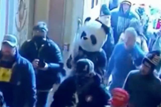 <p>A man who took part in the insurrection wearing a panda head has been arrested by the FBI</p>
