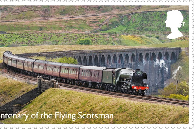 One of 12 new stamps to mark the 100th anniversary of steam locomotive Flying Scotsman (Royal Mail/PA)
