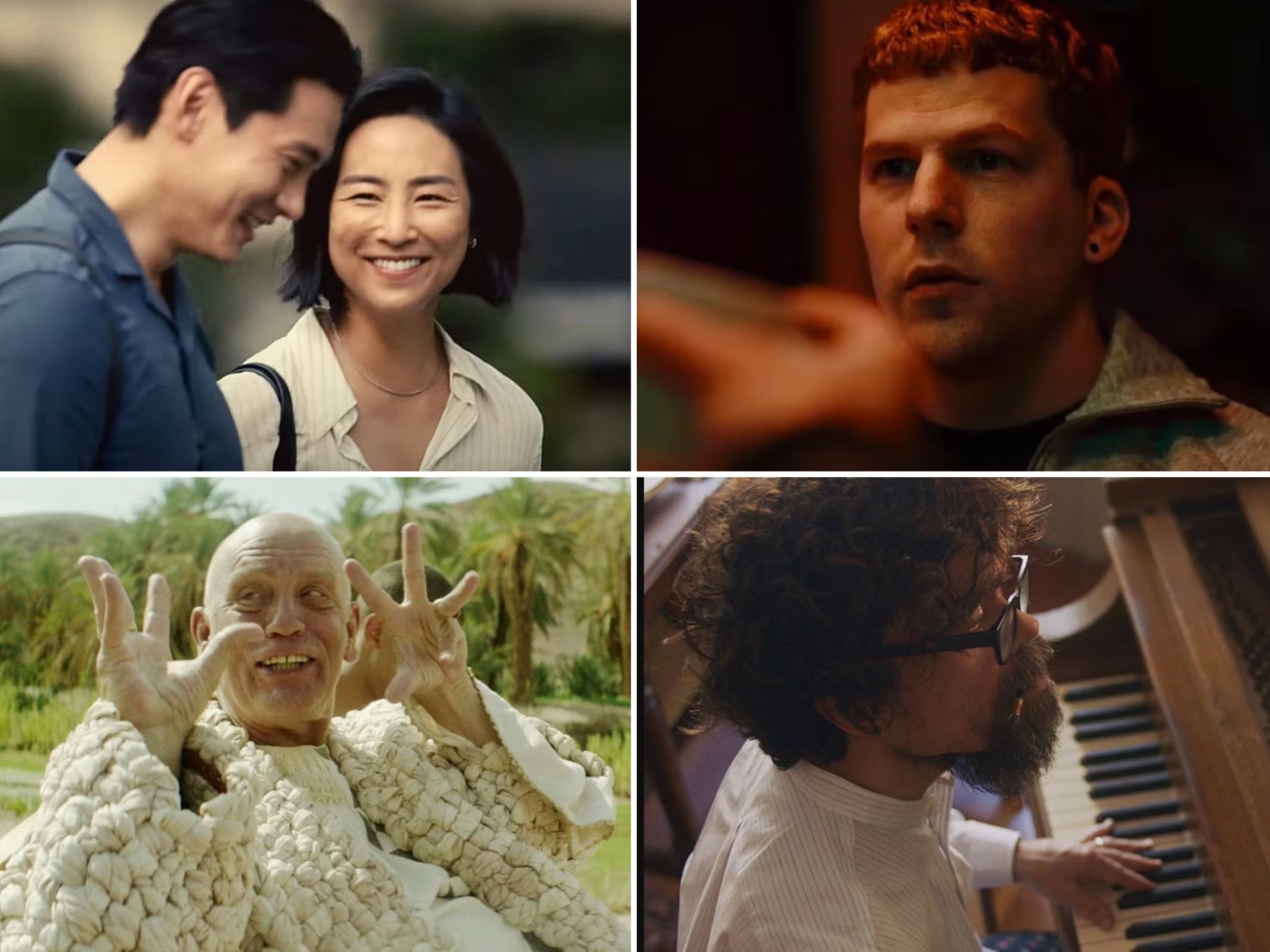Teo Yoo and Greta Lee in ‘Past Lives, Jesse Eisenberg in ‘Manodrome’, John Malkovich in ‘Seneca – On the Creation of Earthquakes’ and Peter Dinklage in ‘She Came to Me’