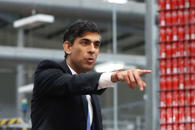 Prime Minister Rishi Sunak holds a Q&A session with local business leaders during a visit to Coca-Cola HBC in Lisburn, Co Antrim (Liam McBurney/PA)