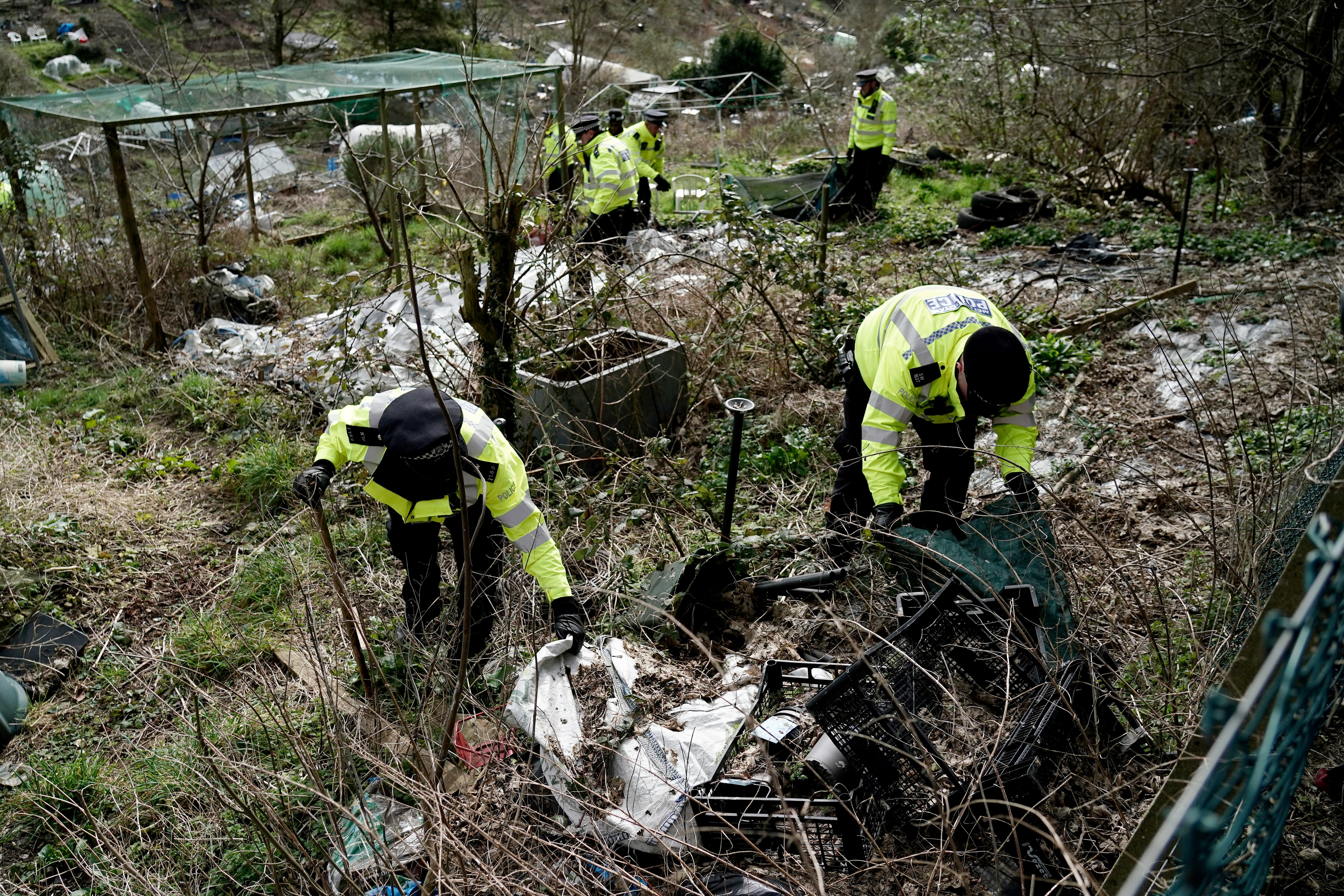 Police searched allotments near the site where the couple were arrested