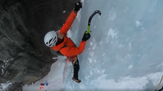 Ice climber scales 141-metre-high frozen waterfall after first attempt almost killed him