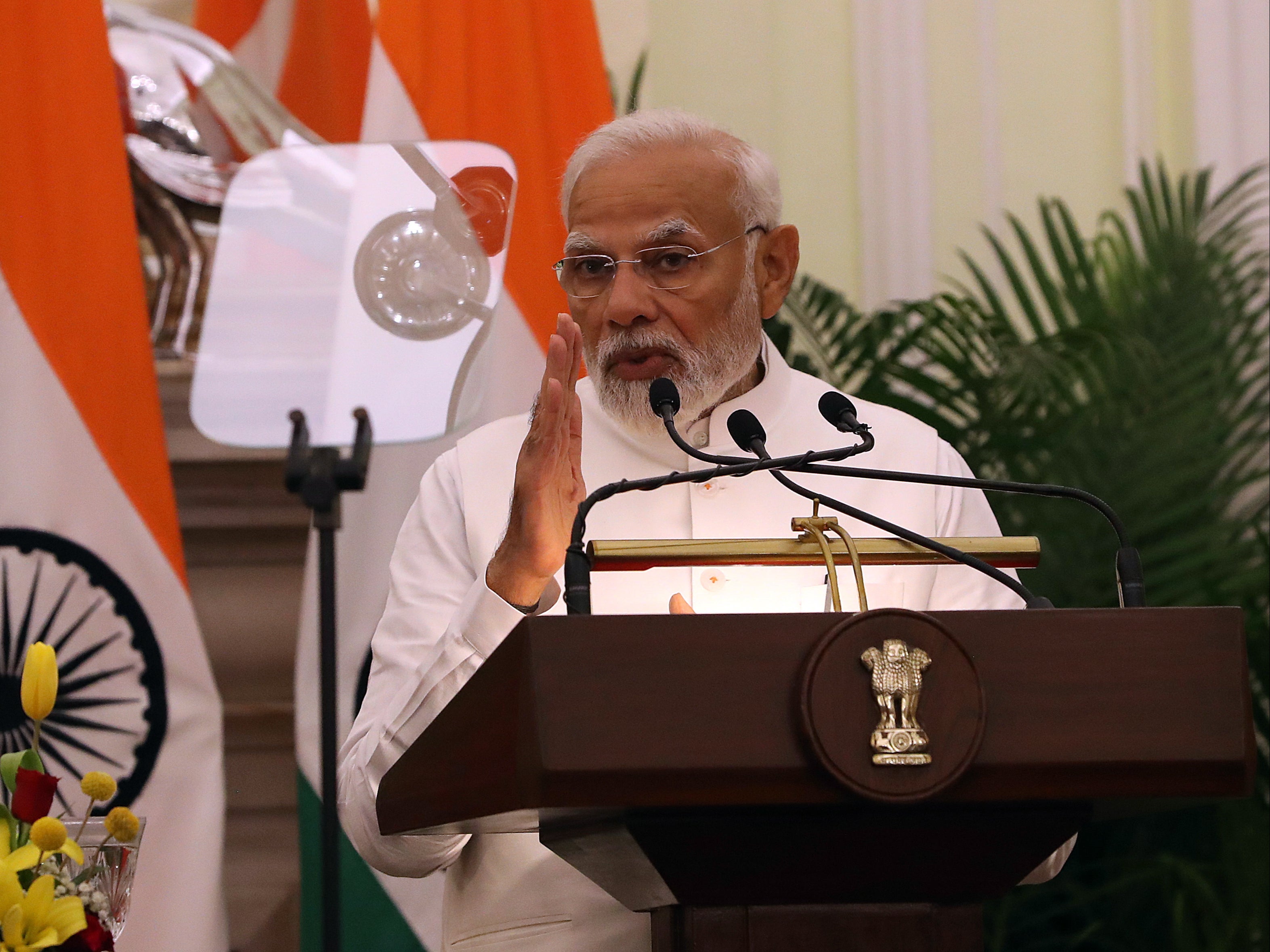 The Indian prime minister during a speech last week in Delhi