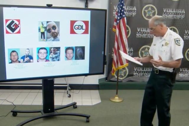 <p>Volusia County Sheriff Mike Chitwood discusses a neo-Nazi group distributing anti-semitic propaganda in Florida</p>