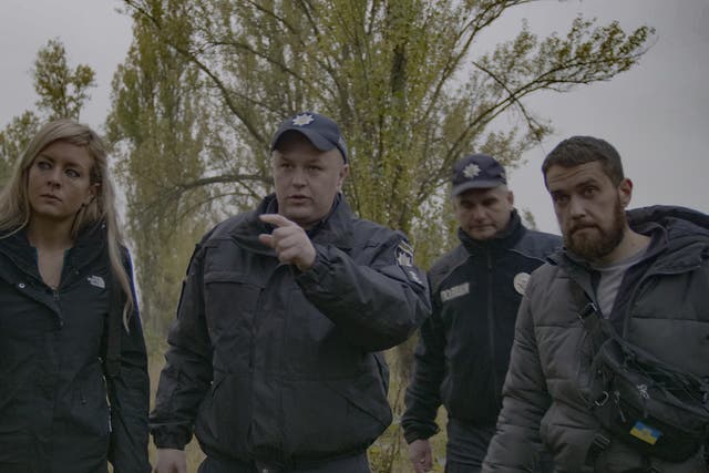 <p>Bel Trew interviews police in Ukraine</p>