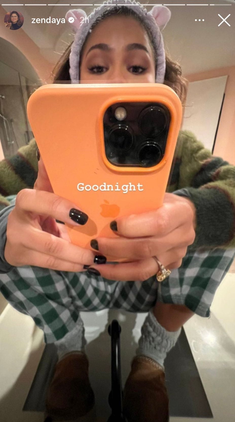 Zendaya shows off her massive diamond ring on her Instagram story