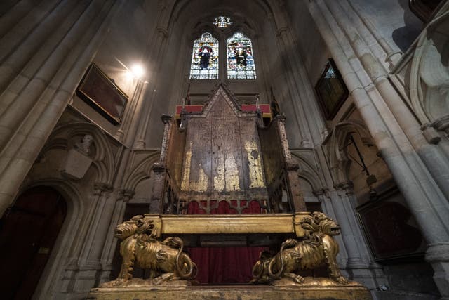 The coronation chair at Westminster Abbey (Kirsty O’Connor/PA)