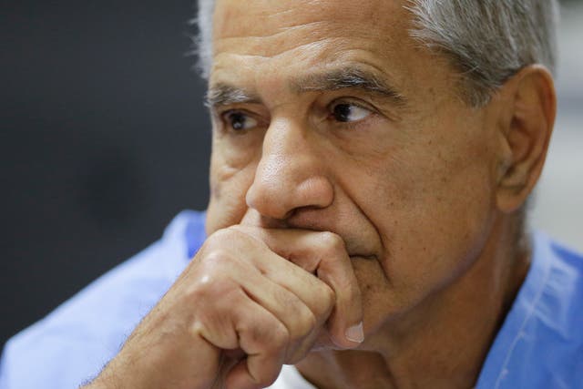 <p>Sirhan Sirhan reacts during a parole hearing on Feb. 10, 2016, at the Richard J. Donovan Correctional Facility in San Diego. California </p>