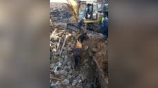 Moment horse rescued from rubble 21 days after Turkey hit by earthquakes