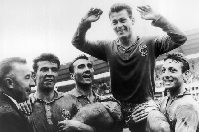 <p>Just Fontaine at the 1958 World Cup in Sweden, where he scored a record 13 goals in six games</p>