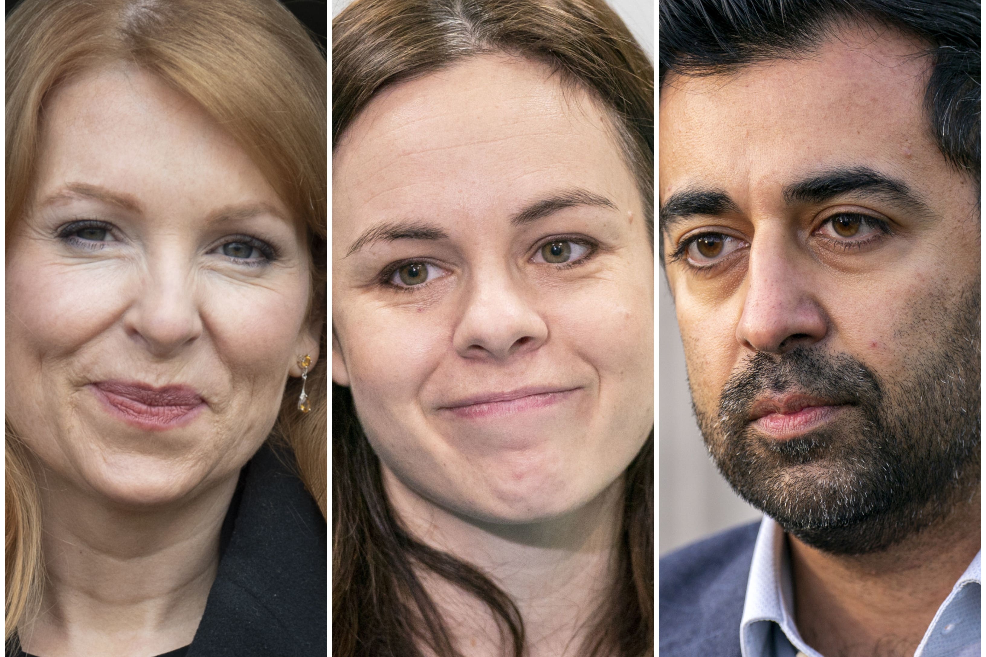 Ash Regan, left, Kate Forbes, Humza Yousaf are standing as candidates for the SNP leadership (PA)