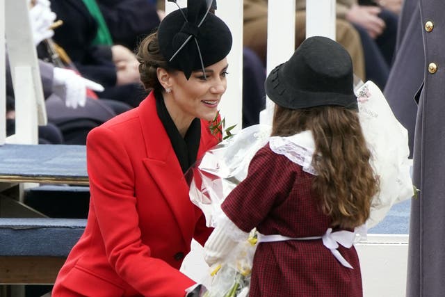 The Princess of Wales receiving flowers (Andrew Matthews/PA)