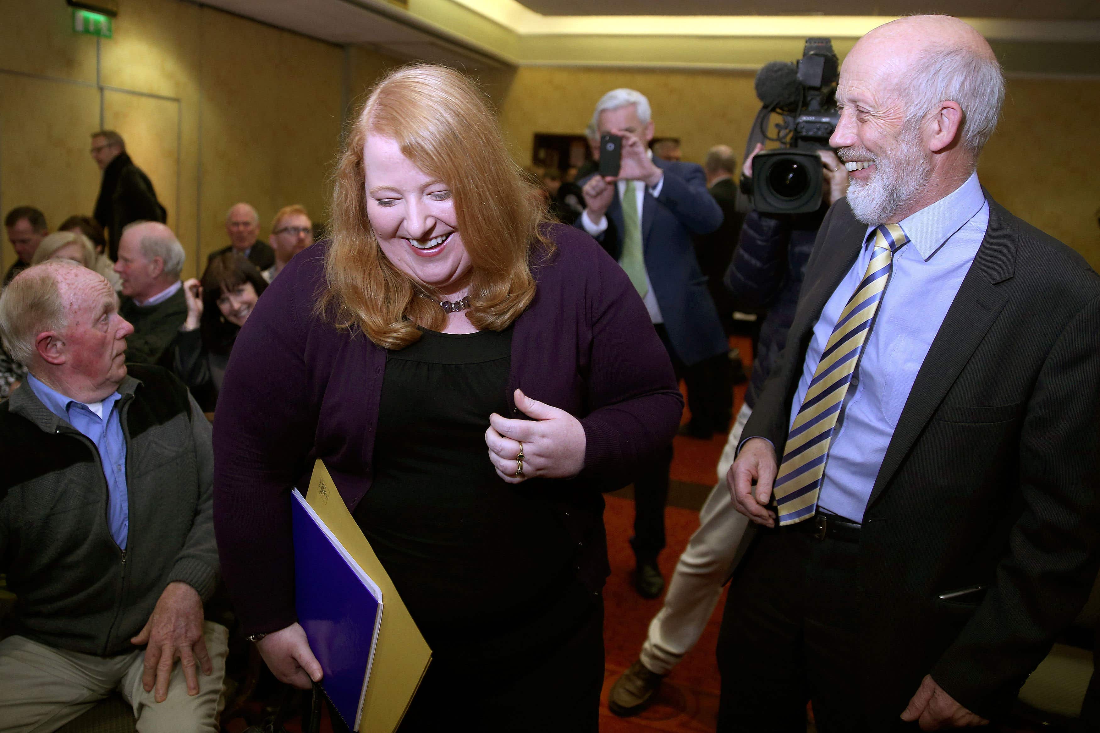 Alliance Party’s former leader David Ford with his successor Naomi Long (PA)