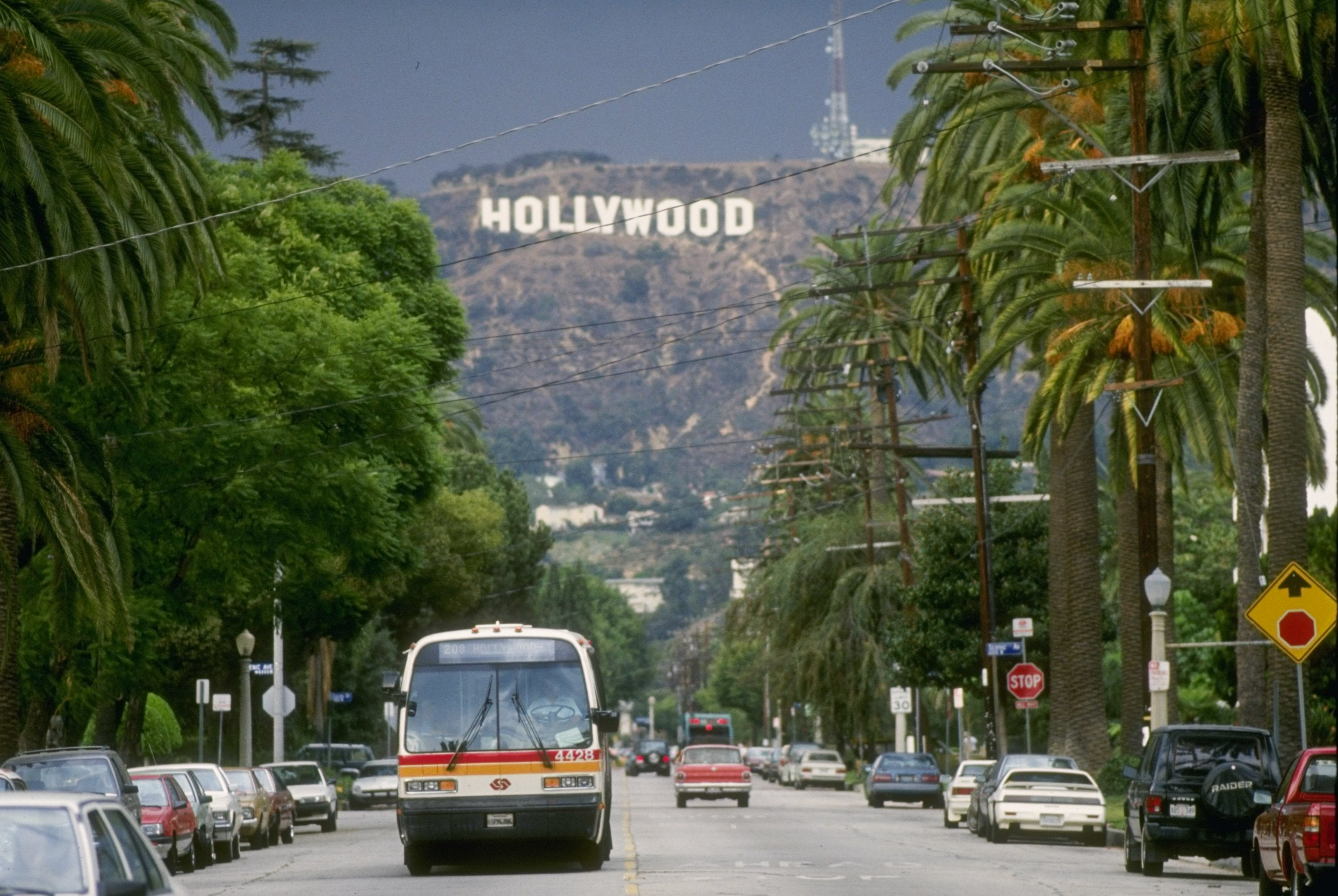 <p>General view of the Hollywood sign on a hill above Los Angeles, California</p>