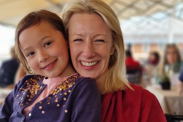 <p>Epsom College headteacher Emma Pattison, 45 and her seven-year-old daughter Lettie</p>
