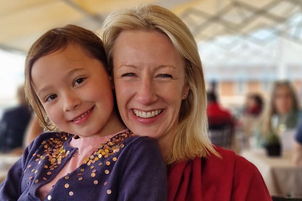 Epsom College headteacher Emma Pattison, 45 and her seven-year-old daughter Lettie (Family handout/PA)