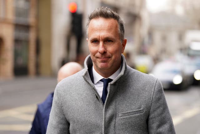 Michael Vaughan arrives for the second day of the hearing in London (James Manning/PA)
