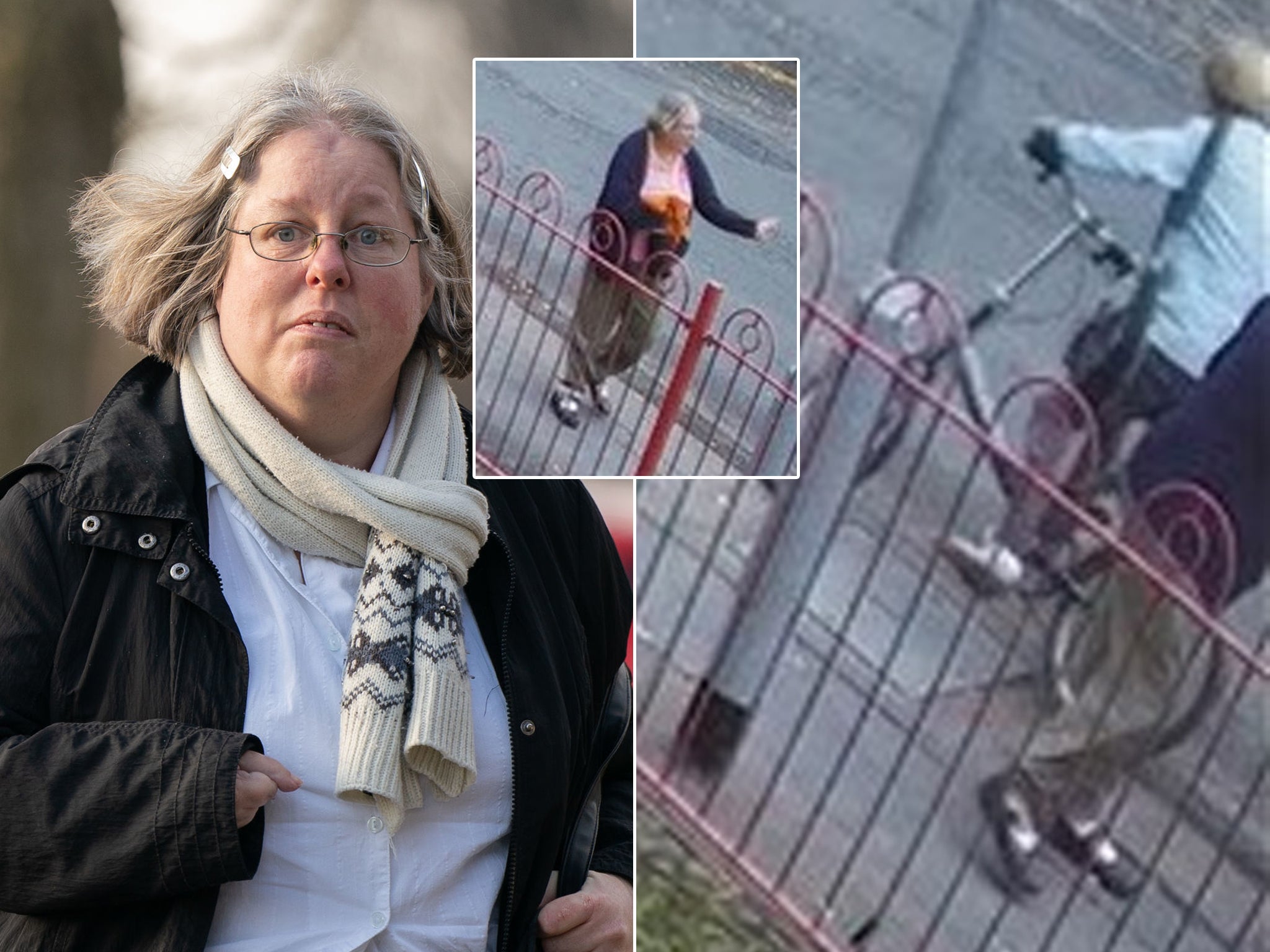 Auriol Grey, 49, shouted at retired midwife Celia Ward to “get off the f****** pavement”