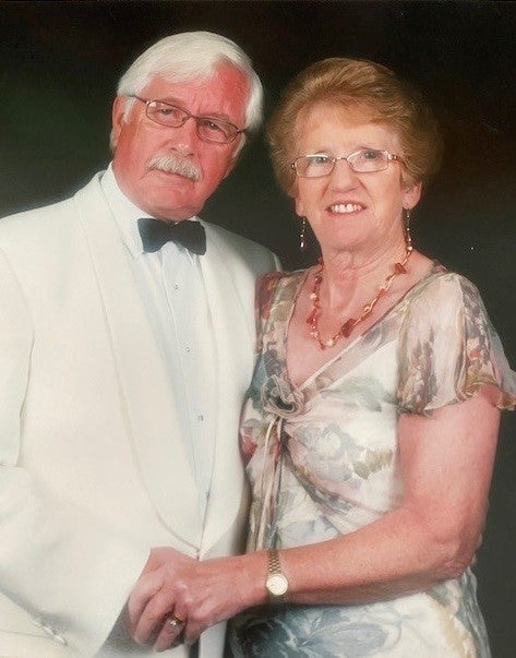 Celia Ward, who died after falling from her bike into the path of an oncoming vehicle in Huntingdon, with her husband David