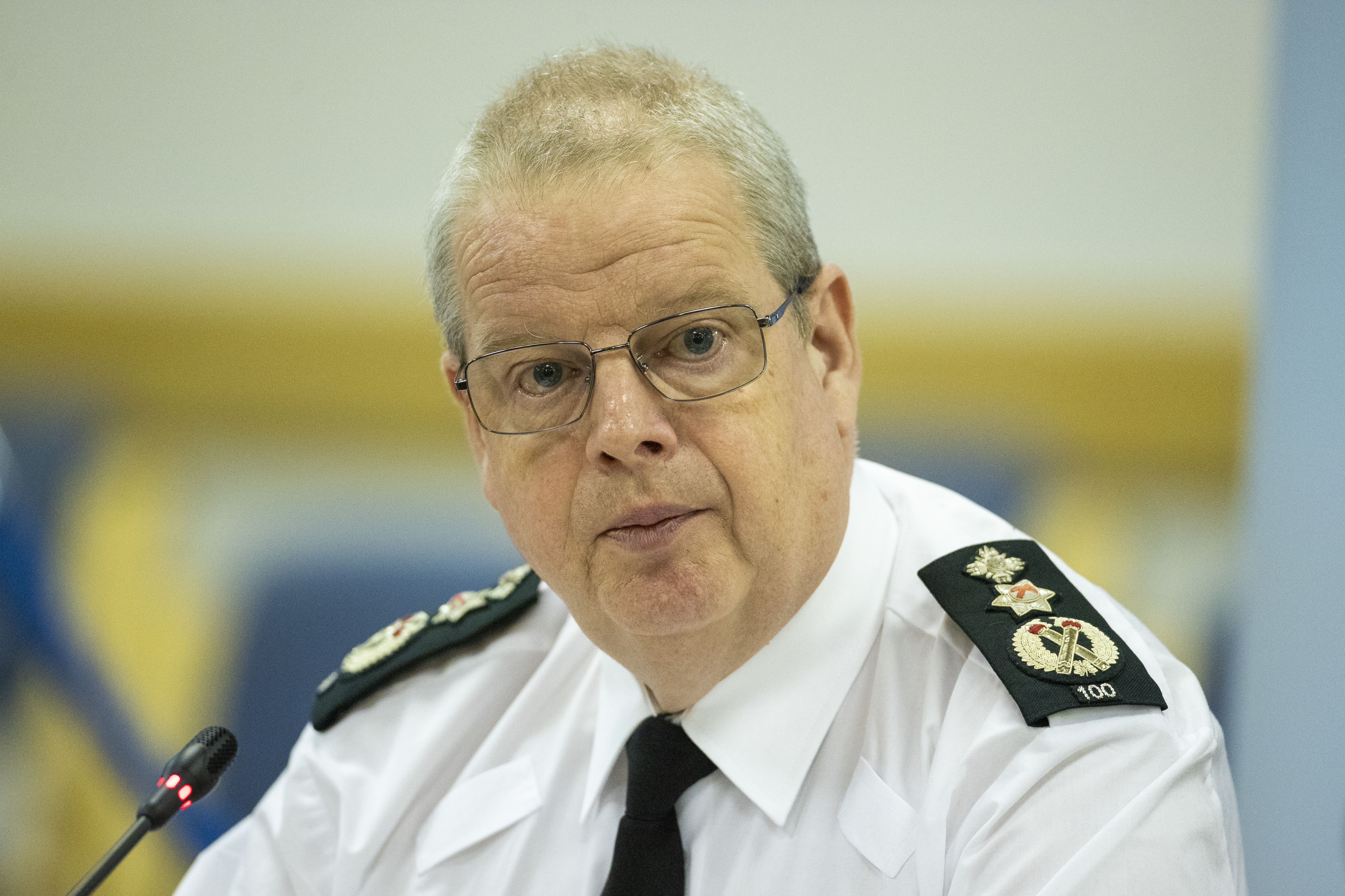 Chief Constable Simon Byrne speaks during the Northern Ireland Policing Board meeting at Clarendon Road in Belfast (Liam McBurney/PA)
