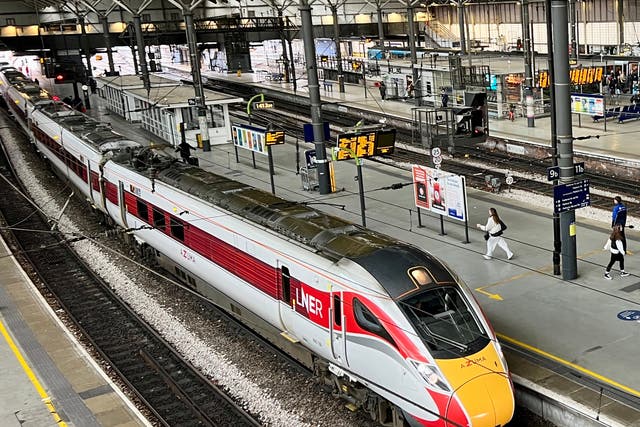 <p>Departing soon? LNER train at Leeds station, shortly before leaving for London King's Cross </p>