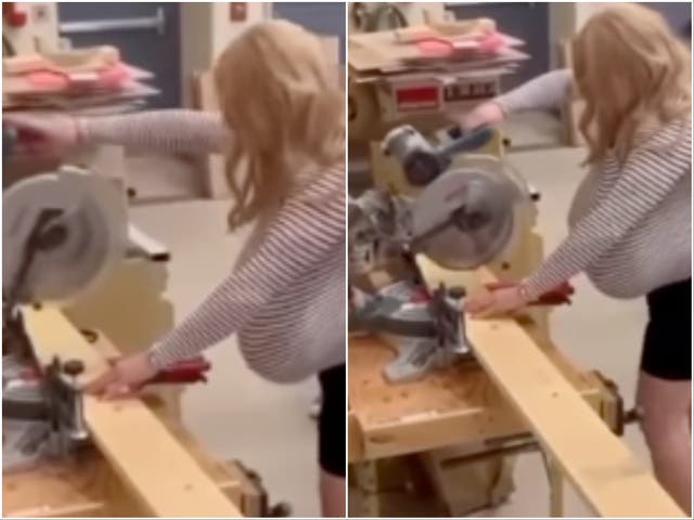 <p>Kayla Lemieux in shop class at Oakville Trafalgar High School in Ontario</p>