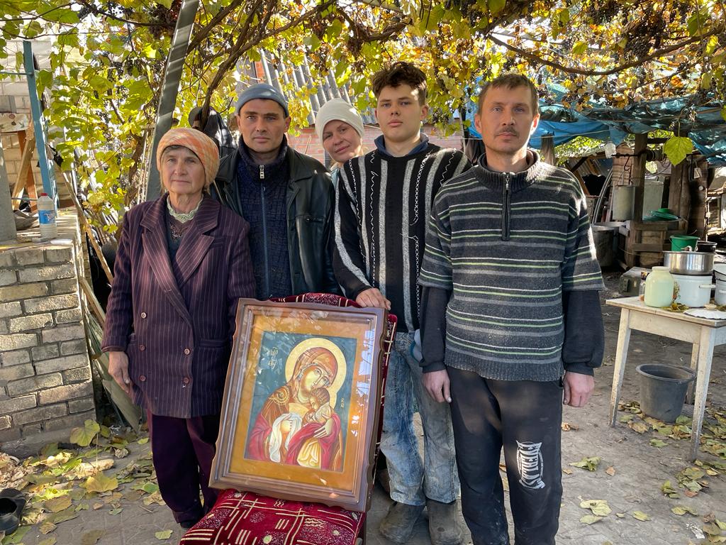 The Zdozovets family in October with the icon they commissioned