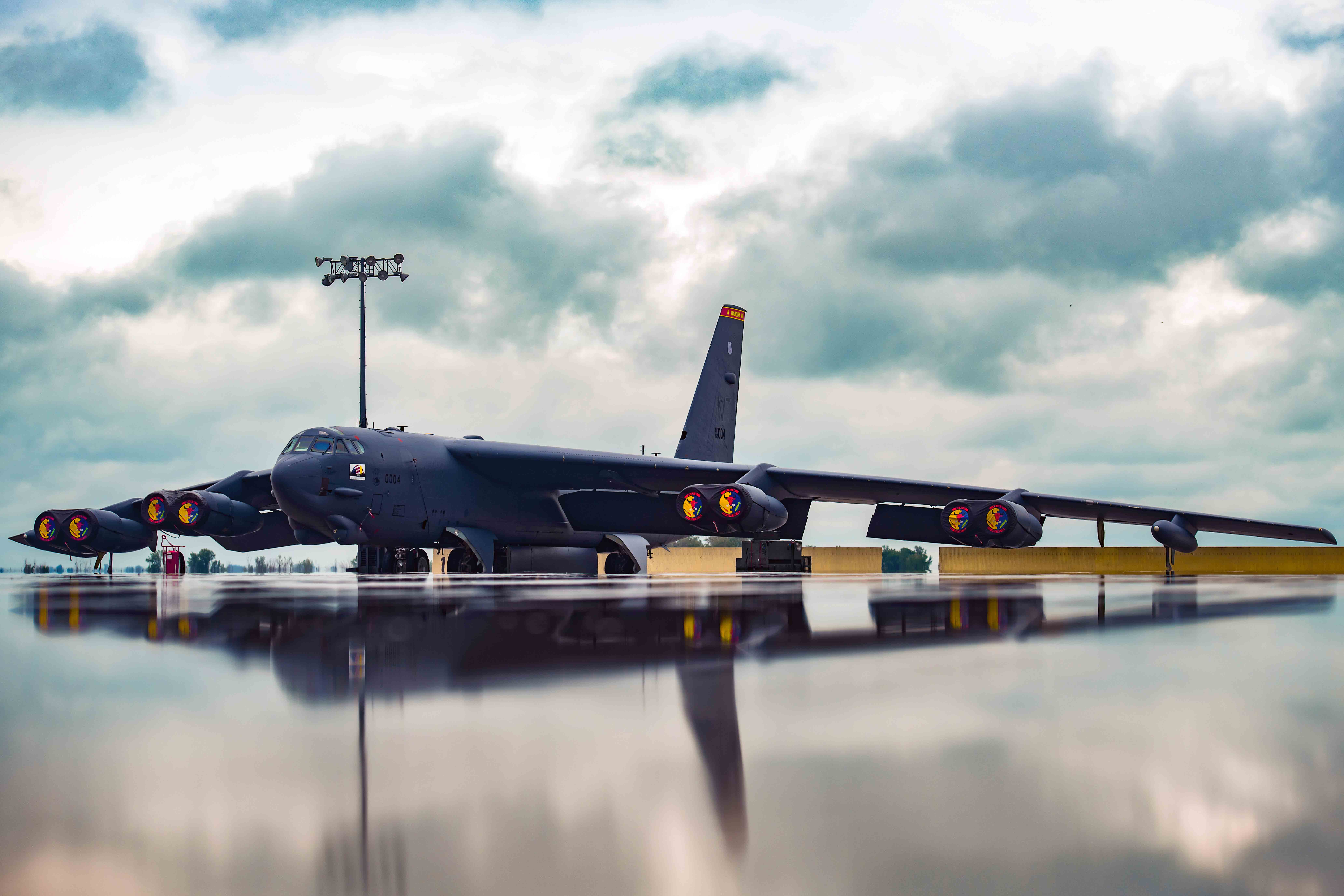 A B-52H Stratofortress sits on the flightline at Minot Air Force Base, North Dakota