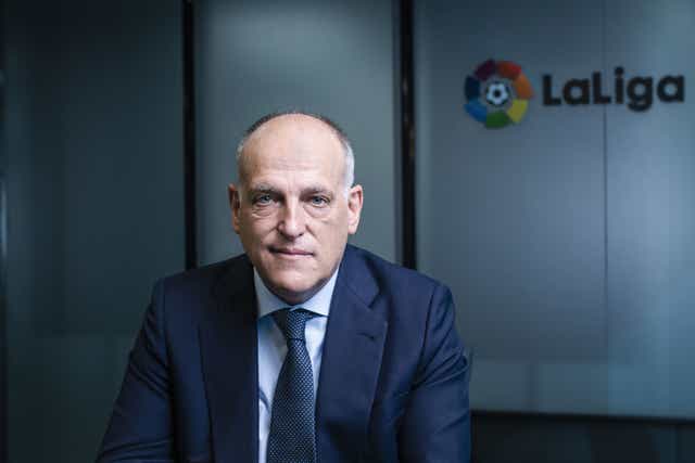 <p>LaLiga president Javier Tebas says the Premier League’s reputation is on the line over how it handles the investigation into Manchester City (Handout from The Playbook/PA)</p>