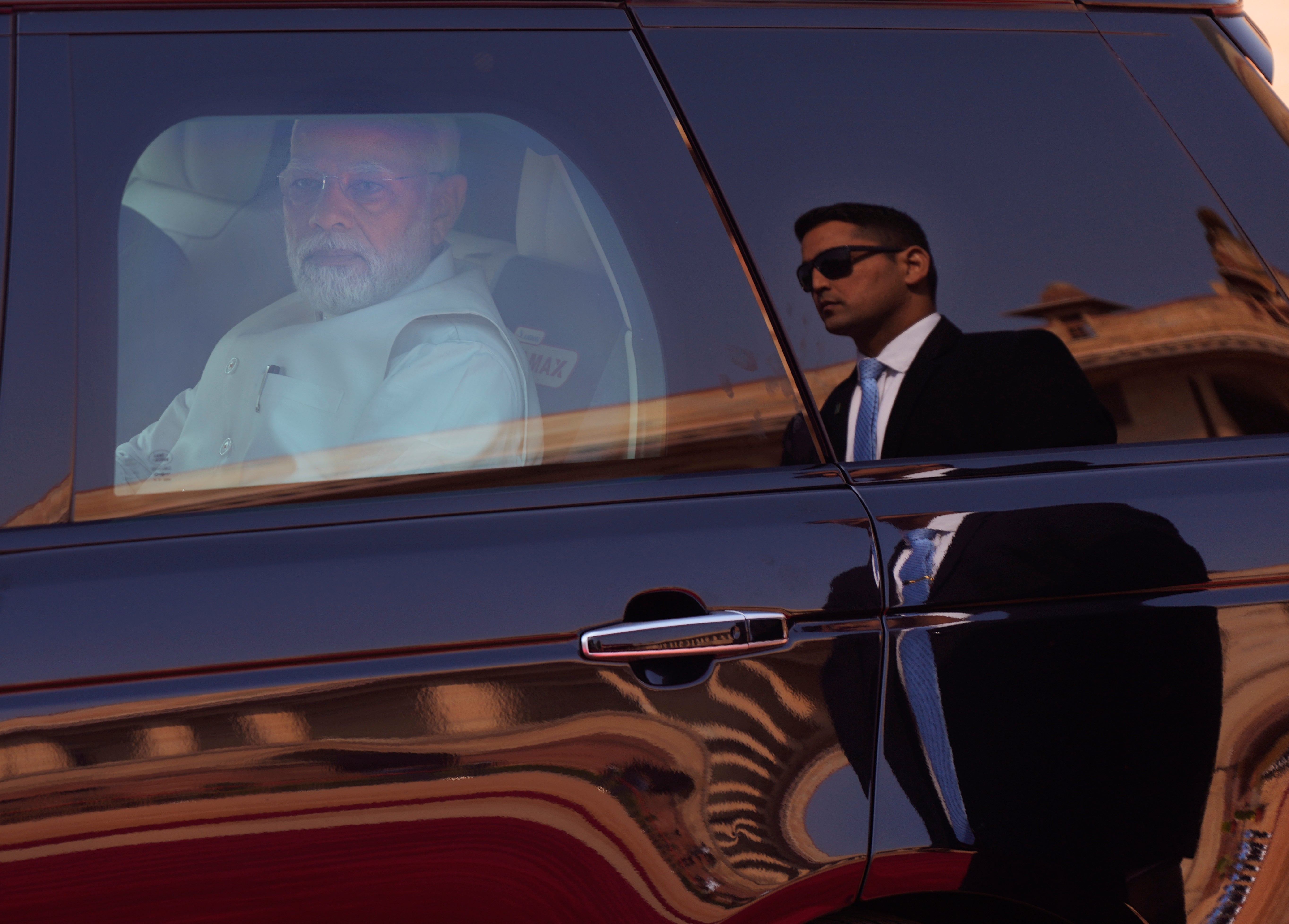 File. Indian Prime Minister Narendra Modi arrives at the Indian presidential palace to receive German Chancellor Olaf Scholz, for latter’s ceremonial reception, in New Delhi, India, Saturday, 25 February 2023