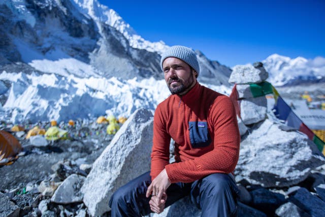 Spencer Matthews who is attempting to retrace the steps of his older brother Michael with the help of survivalist Bear Grylls and record-breaking mountaineer ‘Nims’ Purja for the documentary Finding Michael (Disney+/PA)